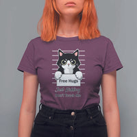 Funny Black Cat Quote T Shirt For Women Free Hugs Just Kidding Do Not Touch Me - Wonder Print Shop
