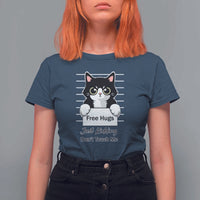 Funny Black Cat Quote T Shirt For Women Free Hugs Just Kidding Do Not Touch Me - Wonder Print Shop