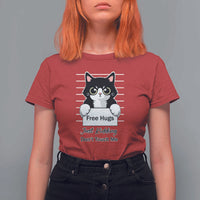 Funny Black Cat Quote T Shirt For Women Free Hugs Just Kidding Do Not Touch Me - Wonder Print Shop