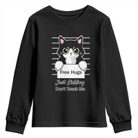 Funny Black Cat Quote Youth Sweatshirt Free Hugs Just Kidding Do Not Touch Me - Wonder Print Shop
