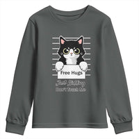 Funny Black Cat Quote Youth Sweatshirt Free Hugs Just Kidding Do Not Touch Me - Wonder Print Shop