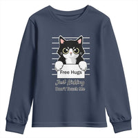 Funny Black Cat Quote Youth Sweatshirt Free Hugs Just Kidding Do Not Touch Me - Wonder Print Shop