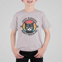 Black Cat Lovers T Shirt For Kid Free Hugs Just Kidding Do Not Touch Me Gift - Wonder Print Shop