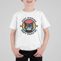 Black Cat Lovers T Shirt For Kid Free Hugs Just Kidding Do Not Touch Me Gift - Wonder Print Shop