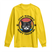Black Cat Lovers Long Sleeve Shirt Free Hugs Just Kidding Do Not Touch Me Gift - Wonder Print Shop
