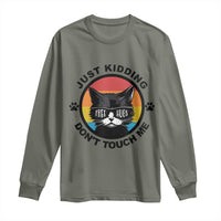Black Cat Lovers Long Sleeve Shirt Free Hugs Just Kidding Do Not Touch Me Gift - Wonder Print Shop
