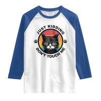 Black Cat Lovers Raglan Shirt Free Hugs Just Kidding Do Not Touch Me Gift - Wonder Print Shop