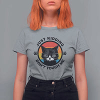 Black Cat Lovers T Shirt For Women Free Hugs Just Kidding Do Not Touch Me Gift - Wonder Print Shop