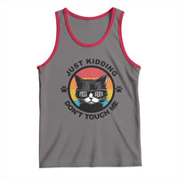 Black Cat Lovers Tank Top Free Hugs Just Kidding Do Not Touch Me Gift - Wonder Print Shop