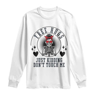 Funny Skeleton Sarcastic Gift Long Sleeve Shirt Free Hugs Do Not Touch Me - Wonder Print Shop