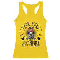 Funny Skeleton Sarcastic Gift Racerback Tank Top Free Hugs Do Not Touch Me - Wonder Print Shop