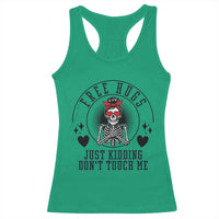Funny Skeleton Sarcastic Gift Racerback Tank Top Free Hugs Do Not Touch Me - Wonder Print Shop