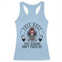 Funny Skeleton Sarcastic Gift Racerback Tank Top Free Hugs Do Not Touch Me - Wonder Print Shop