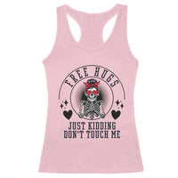 Funny Skeleton Sarcastic Gift Racerback Tank Top Free Hugs Do Not Touch Me - Wonder Print Shop