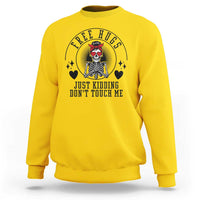 Funny Skeleton Sarcastic Gift Sweatshirt Free Hugs Do Not Touch Me - Wonder Print Shop