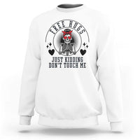Funny Skeleton Sarcastic Gift Sweatshirt Free Hugs Do Not Touch Me - Wonder Print Shop
