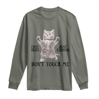 Free Hugs Do Not Touch Me Long Sleeve Shirt Funny Cat Meme - Wonder Print Shop