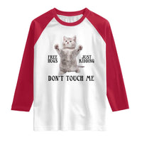 Free Hugs Do Not Touch Me Raglan Shirt Funny Cat Meme - Wonder Print Shop