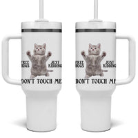 Free Hugs Do Not Touch Me Tumbler With Handle Funny Cat Meme
