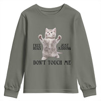 Free Hugs Do Not Touch Me Youth Sweatshirt Funny Cat Meme - Wonder Print Shop