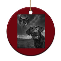 Funny Labrador Selfie With Mothman Ceramic Ornament Cryptid Gift - Wonder Print Shop
