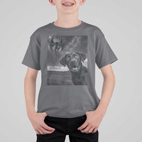 Funny Labrador Selfie With Mothman T Shirt For Kid Cryptid Gift - Wonder Print Shop
