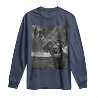 Funny Labrador Selfie With Mothman Long Sleeve Shirt Cryptid Gift - Wonder Print Shop