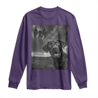 Funny Labrador Selfie With Mothman Long Sleeve Shirt Cryptid Gift - Wonder Print Shop