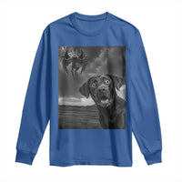 Funny Labrador Selfie With Mothman Long Sleeve Shirt Cryptid Gift - Wonder Print Shop