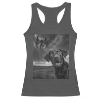 Funny Labrador Selfie With Mothman Racerback Tank Top Cryptid Gift - Wonder Print Shop