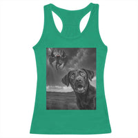 Funny Labrador Selfie With Mothman Racerback Tank Top Cryptid Gift - Wonder Print Shop