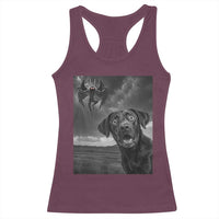 Funny Labrador Selfie With Mothman Racerback Tank Top Cryptid Gift - Wonder Print Shop