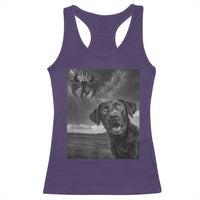 Funny Labrador Selfie With Mothman Racerback Tank Top Cryptid Gift - Wonder Print Shop