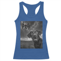 Funny Labrador Selfie With Mothman Racerback Tank Top Cryptid Gift - Wonder Print Shop