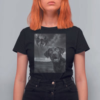 Funny Labrador Selfie With Mothman T Shirt For Women Cryptid Gift - Wonder Print Shop