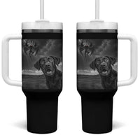 Funny Labrador Selfie With Mothman Tumbler With Handle Cryptid Gift