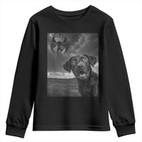 Funny Labrador Selfie With Mothman Youth Sweatshirt Cryptid Gift - Wonder Print Shop