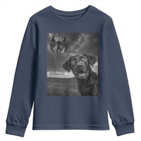 Funny Labrador Selfie With Mothman Youth Sweatshirt Cryptid Gift - Wonder Print Shop