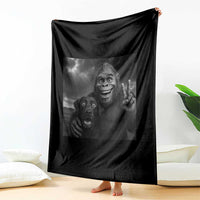 Cute Labrador Selfie With Bigfoot Throw Blanket Funny Cryptid - Wonder Print Shop