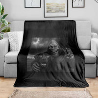 Cute Labrador Selfie With Bigfoot Throw Blanket Funny Cryptid - Wonder Print Shop