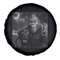 Cute Labrador Selfie With Bigfoot Spare Tire Cover Funny Cryptid - Wonder Print Shop