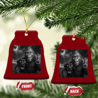 Cute Labrador Selfie With Bigfoot Ceramic Ornament Funny Cryptid - Wonder Print Shop