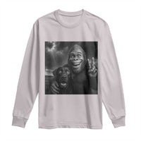 Cute Labrador Selfie With Bigfoot Long Sleeve Shirt Funny Cryptid - Wonder Print Shop