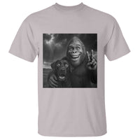 Cute Labrador Selfie With Bigfoot T Shirt Funny Cryptid - Wonder Print Shop
