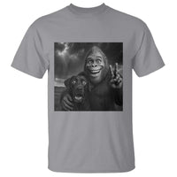 Cute Labrador Selfie With Bigfoot T Shirt Funny Cryptid - Wonder Print Shop