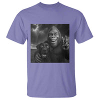 Cute Labrador Selfie With Bigfoot T Shirt Funny Cryptid - Wonder Print Shop