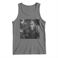 Cute Labrador Selfie With Bigfoot Tank Top Funny Cryptid - Wonder Print Shop