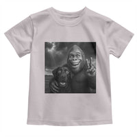Cute Labrador Selfie With Bigfoot Toddler T Shirt Funny Cryptid - Wonder Print Shop