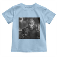 Cute Labrador Selfie With Bigfoot Toddler T Shirt Funny Cryptid - Wonder Print Shop