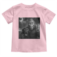 Cute Labrador Selfie With Bigfoot Toddler T Shirt Funny Cryptid - Wonder Print Shop
